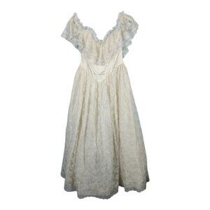 VTG 80s 90s Jessica McClintock White Lace Prairie Cottage Wedding Dress